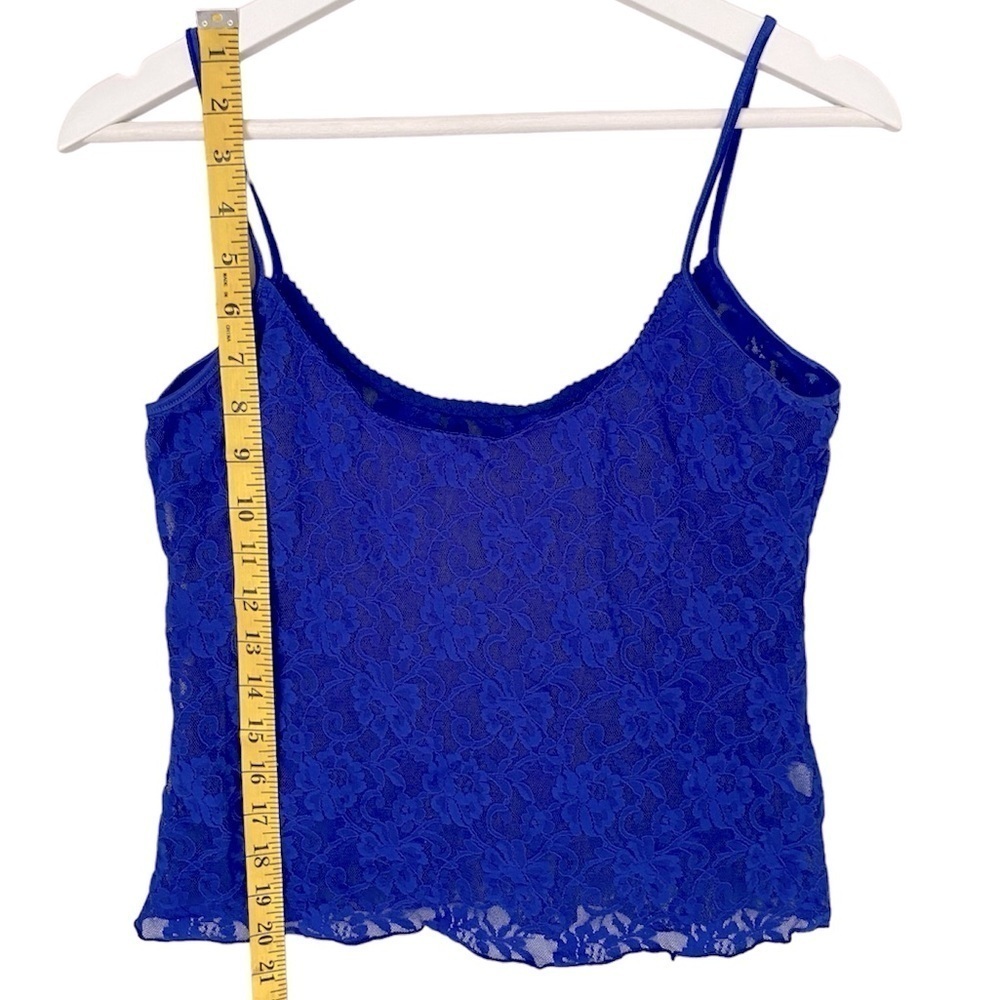 VICTORIA'S SECRET Vintage Lace Camisole Spaghetti Straps Royal Blue Women Size L - Picture 2 of 5